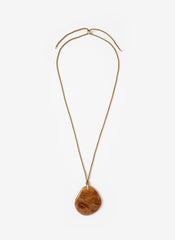 Khaki Cord Stone Pendant Necklace