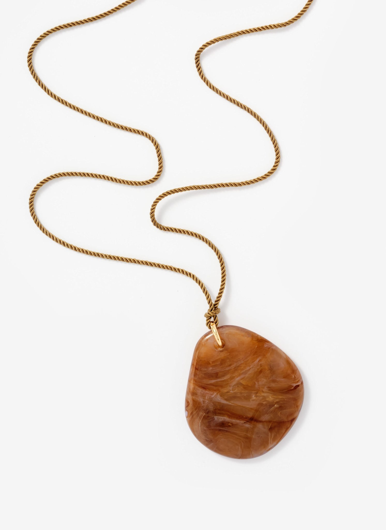 Khaki Cord Stone Pendant Necklace