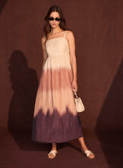 Brown Ombre Crinkle Maxi Dress