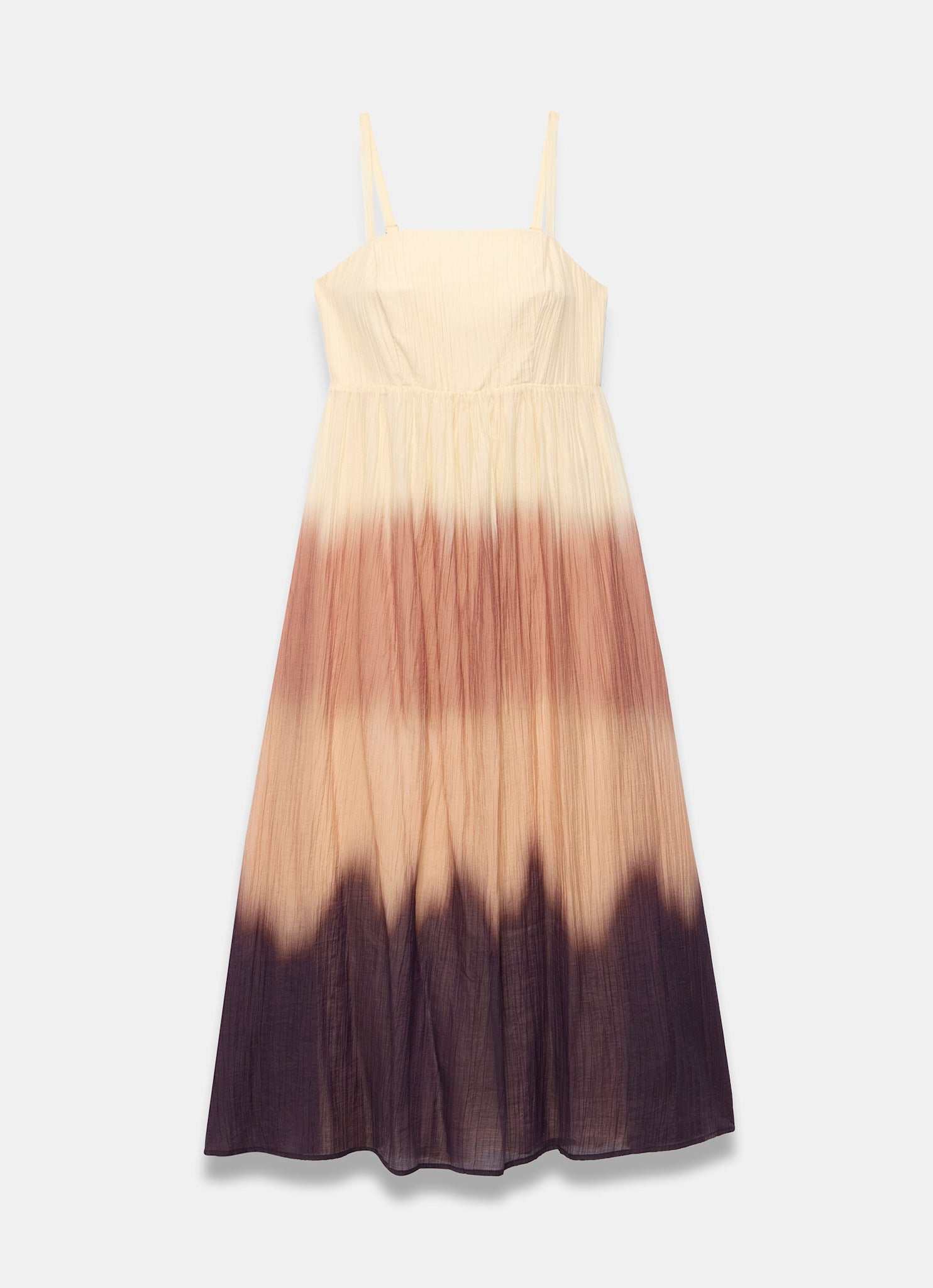 Brown Ombre Crinkle Maxi Dress