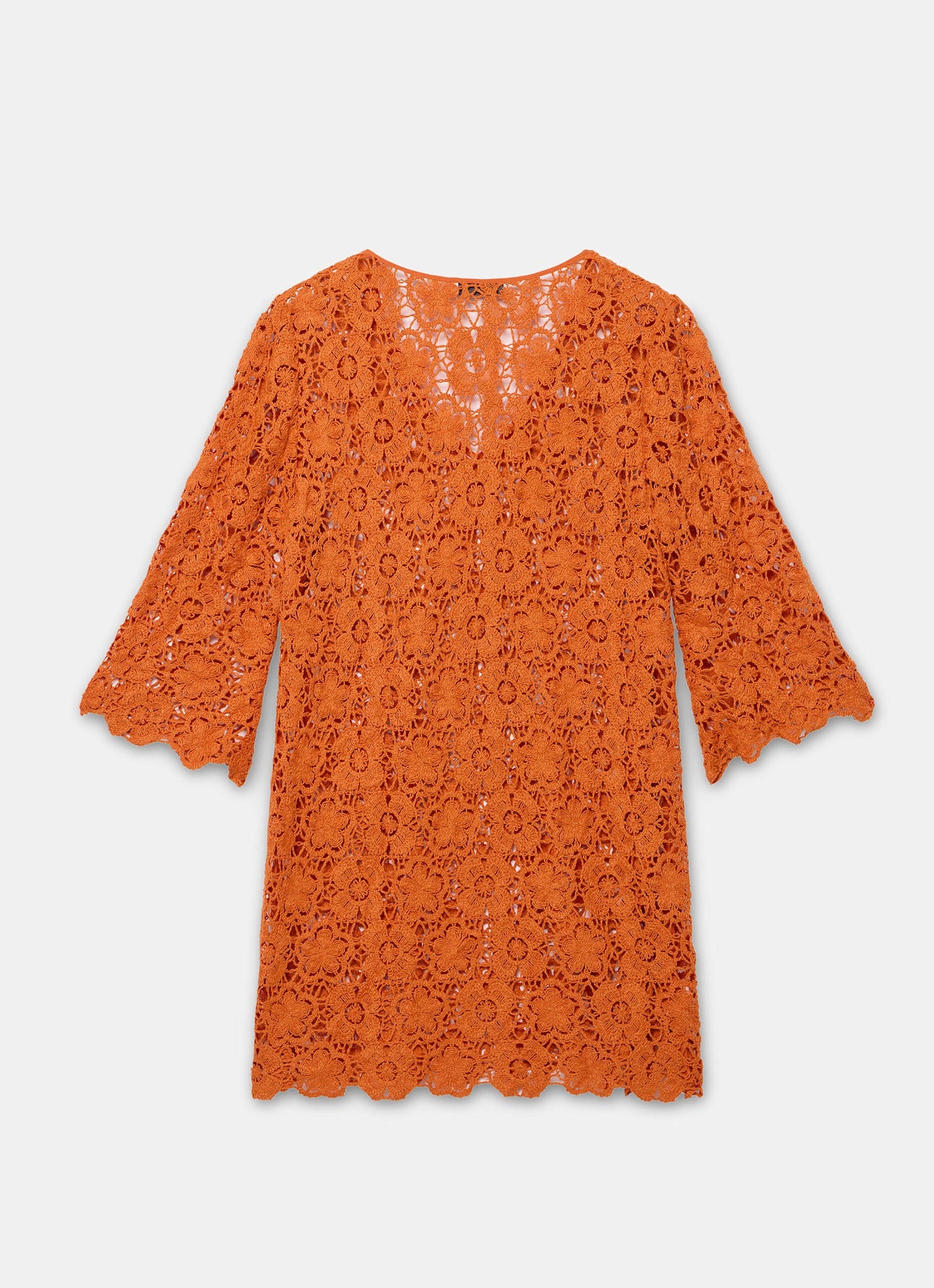 Orange Crochet Flower Beach Mini Dress