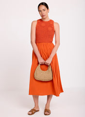 Orange Crochet Midi Dress