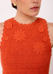 Orange Crochet Midi Dress