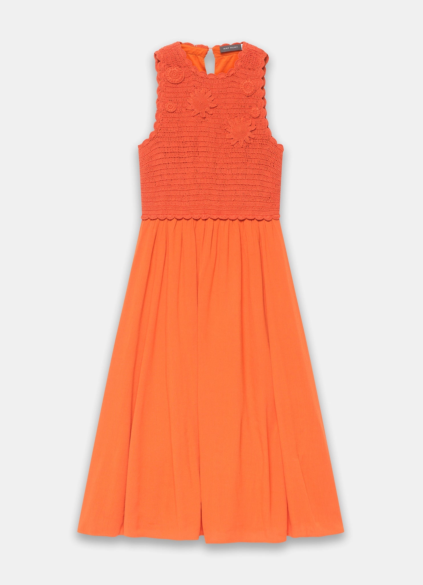 Orange Crochet Midi Dress