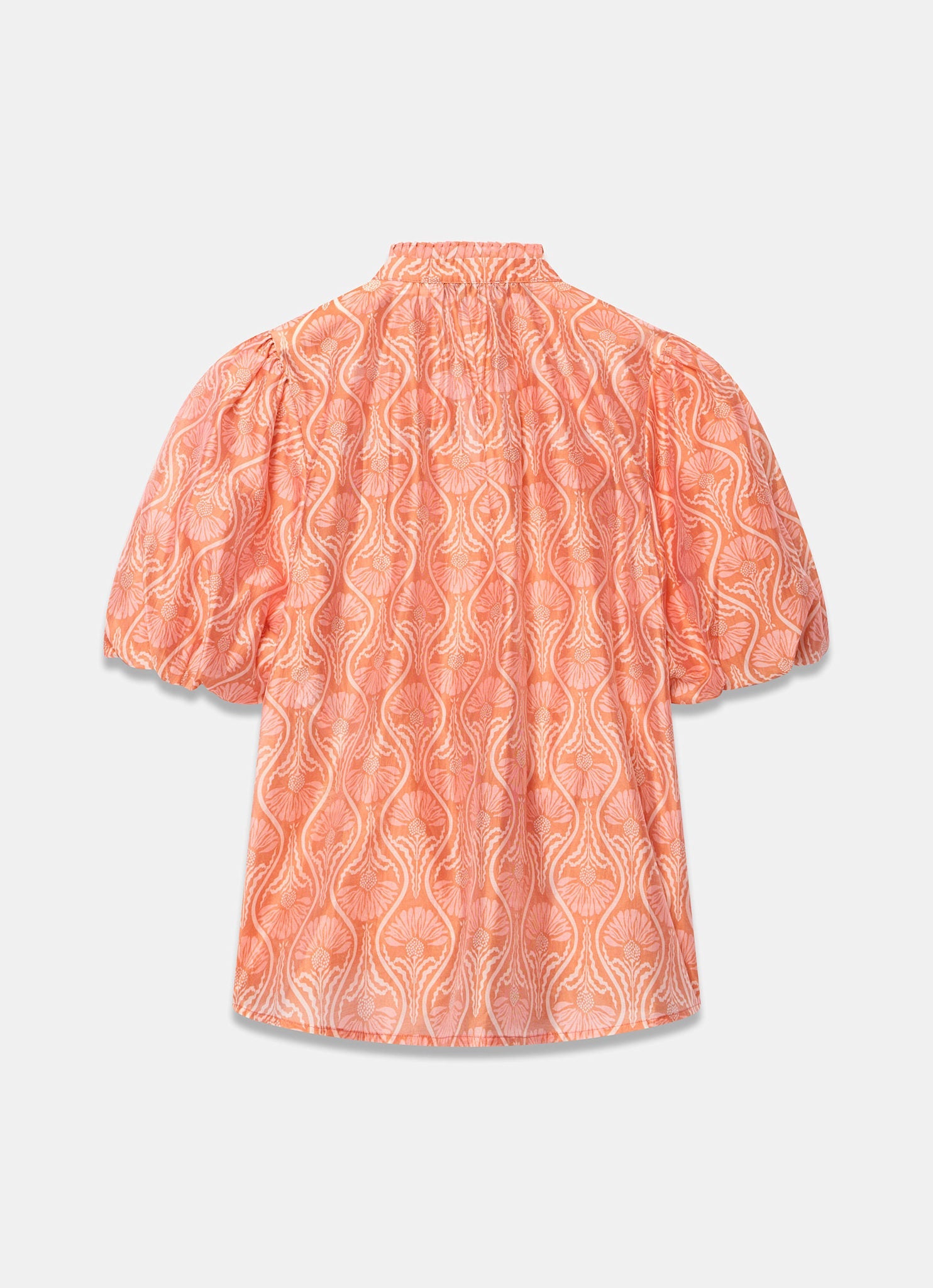 Orange Printed Cut Out Tie Blouse