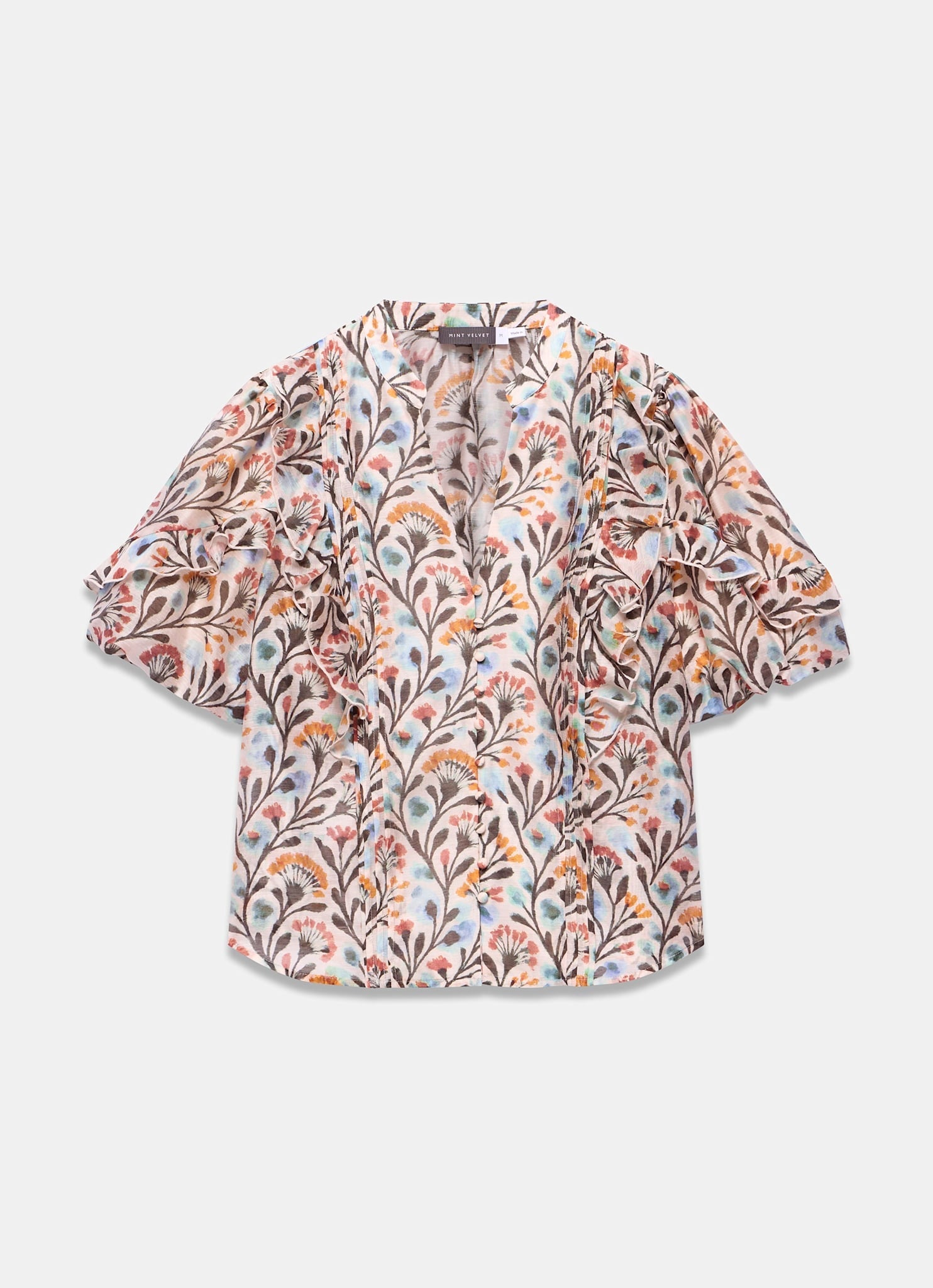 Orange Floral Print  Blouse