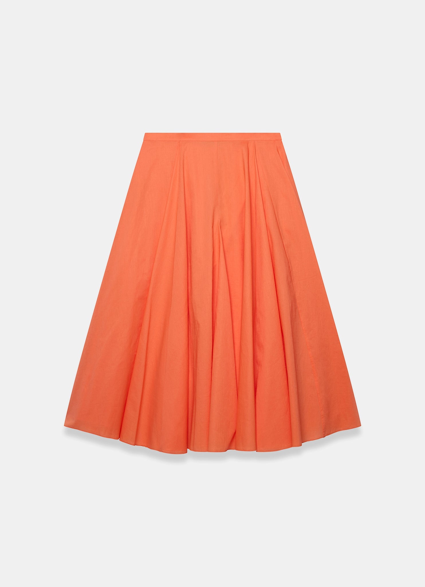Orange Cotton Full Midi Skirt