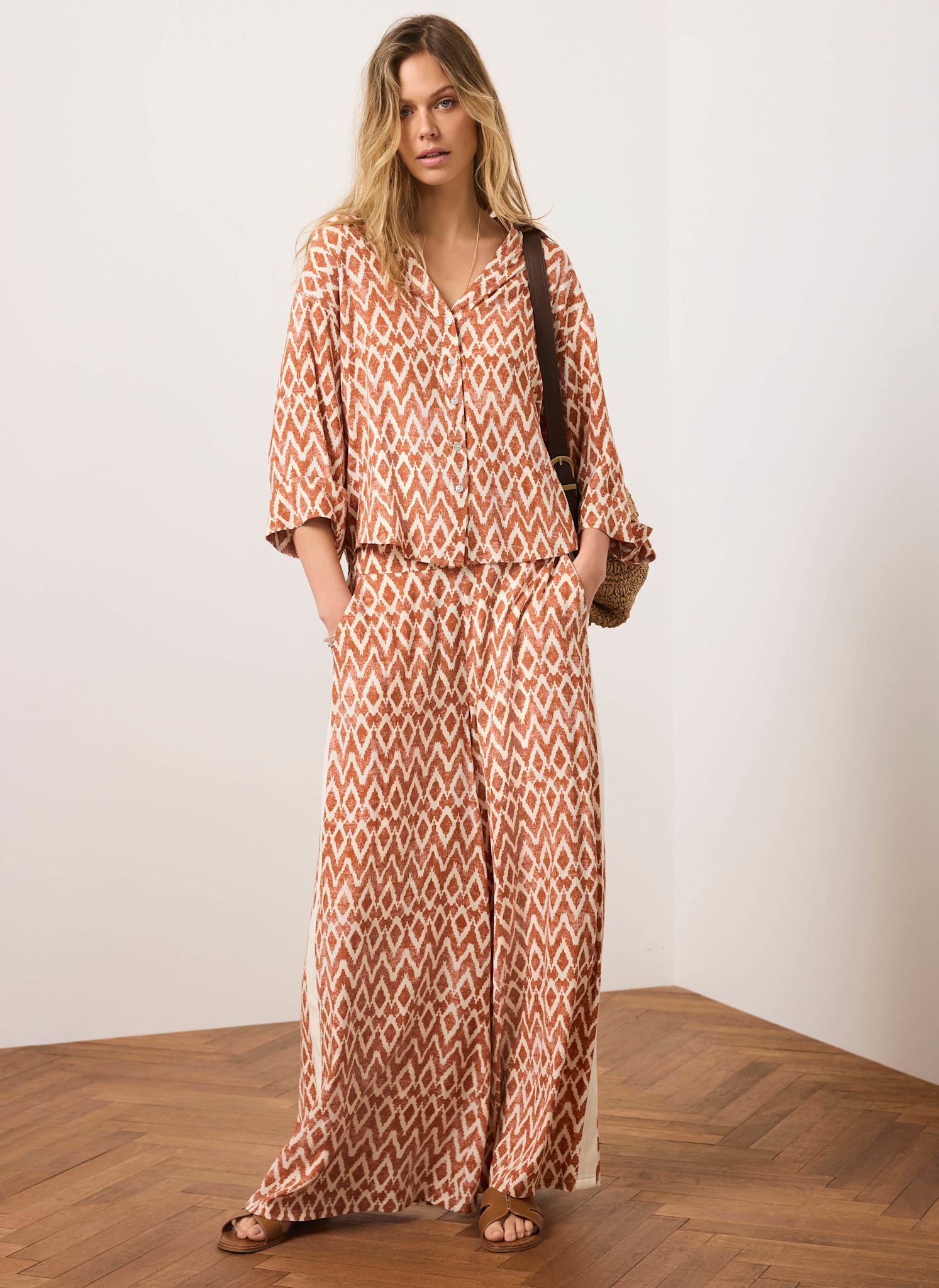 Orange Geo Print Resort Shirt