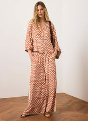 Orange Geo Print Resort Shirt
