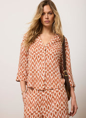 Orange Geo Print Resort Shirt