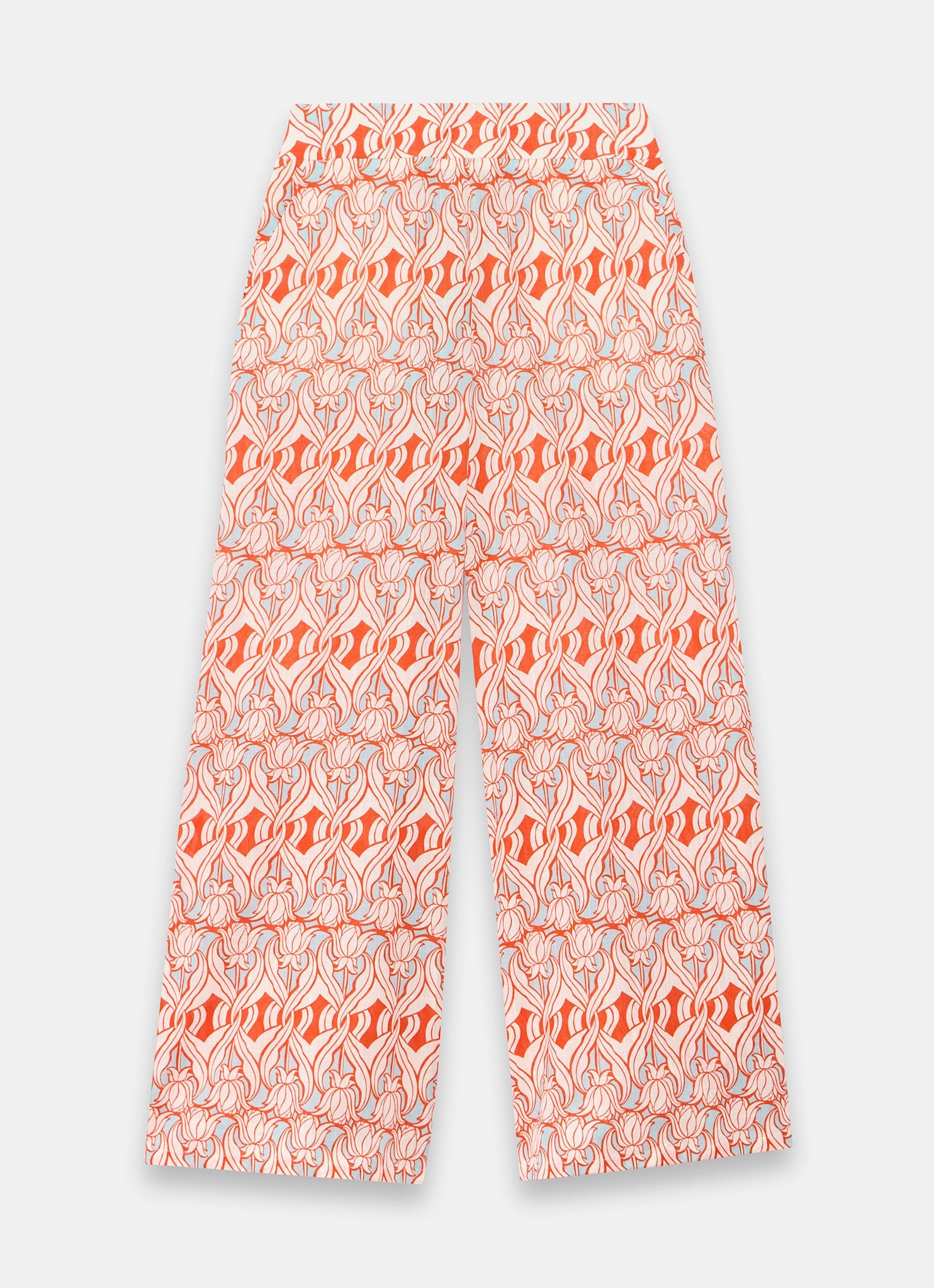 Orange Print Wide Trousers