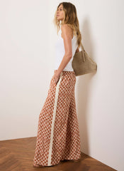 Orange Geo Print Wide Leg Trousers