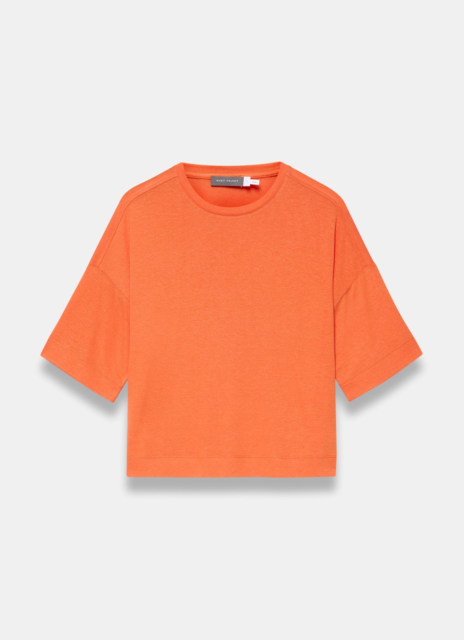 Orange Linen Blend Boxy T-Shirt