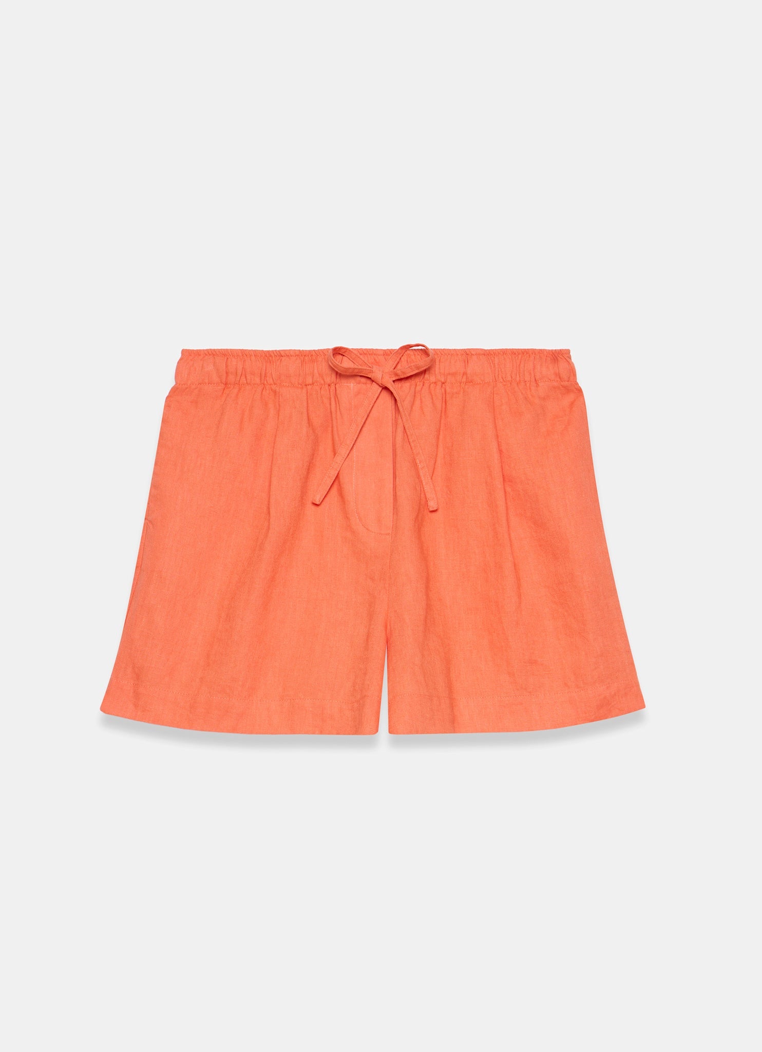 Orange Linen Drawstring Shorts