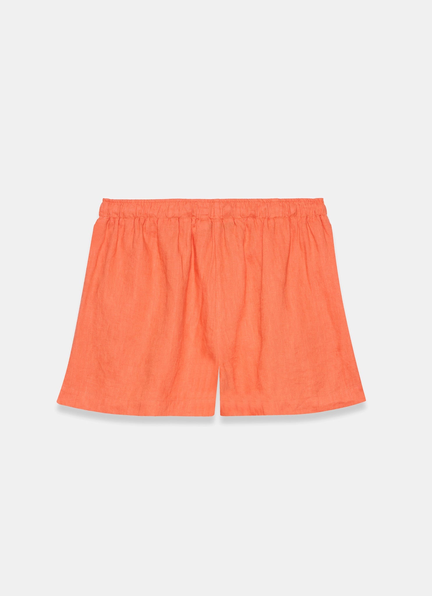 Orange Linen Drawstring Shorts