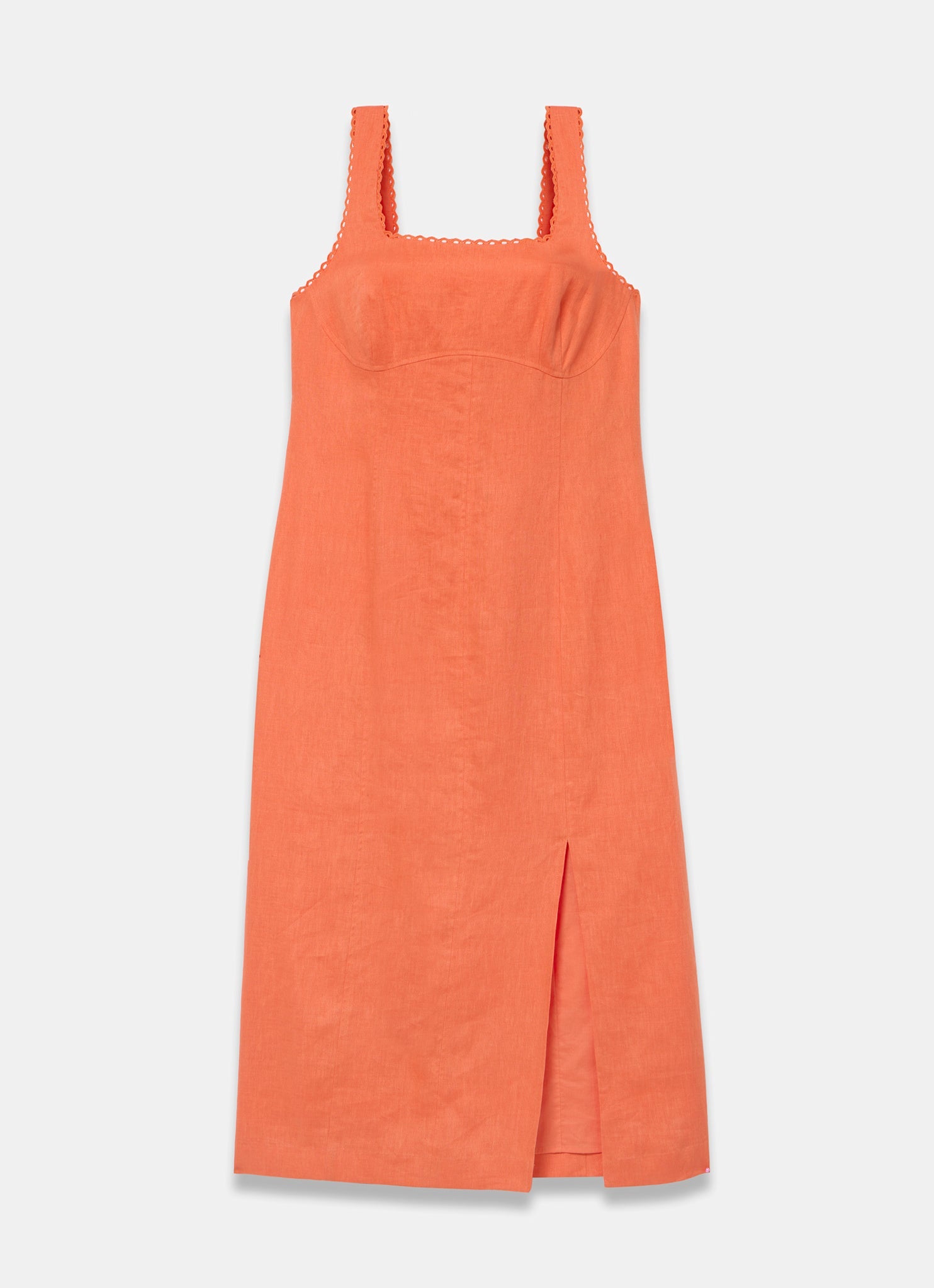 Orange Linen Midi Dress