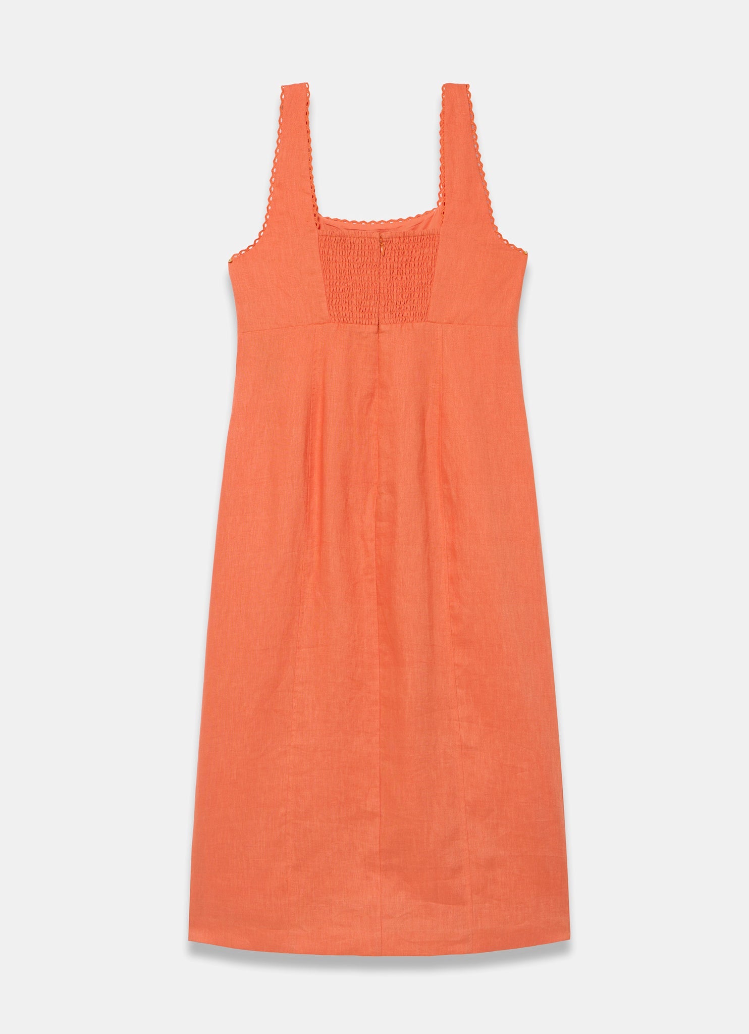 Orange Linen Midi Dress