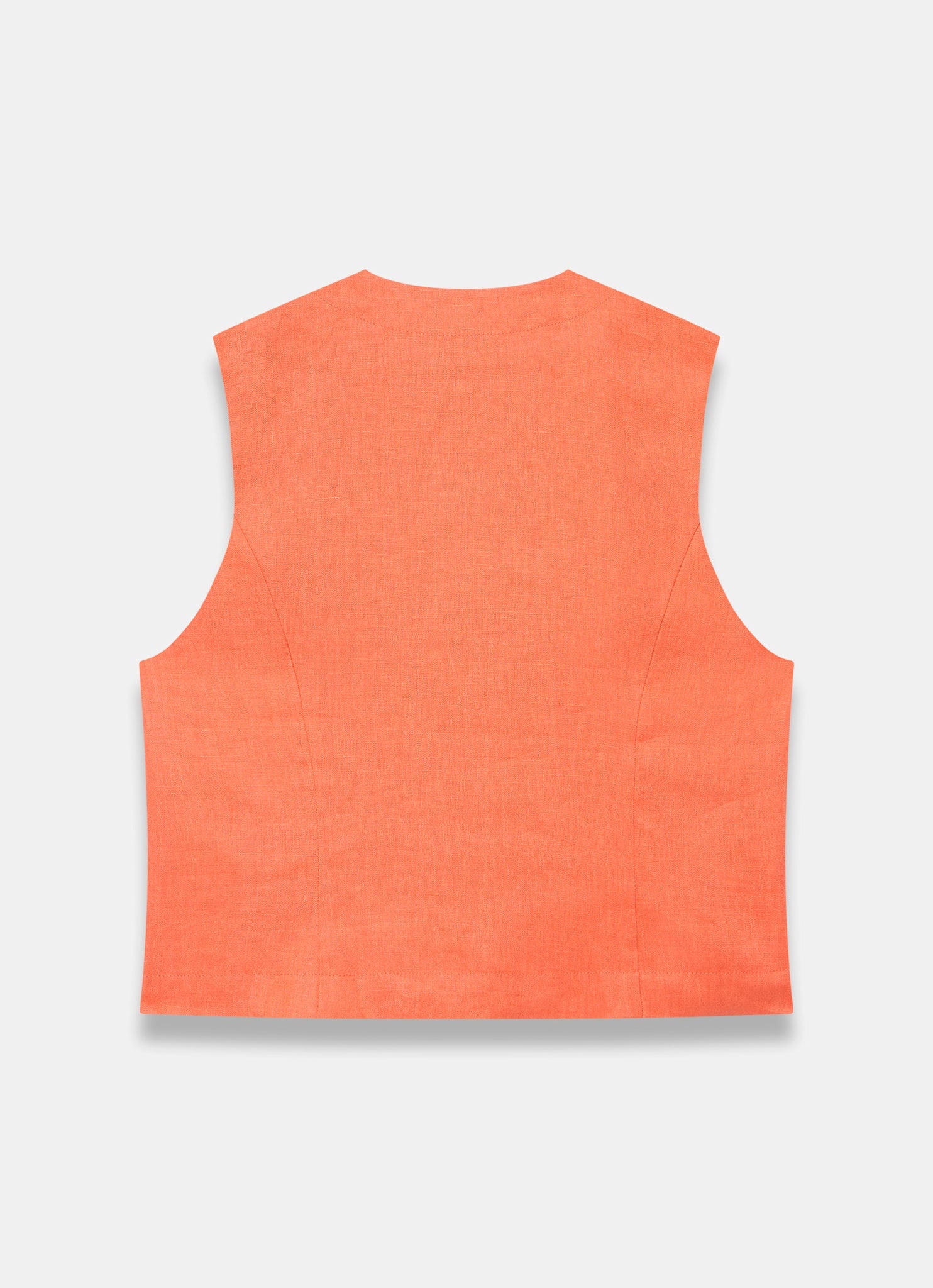 Orange Linen Military Trim Top