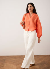 Orange Ramie Batwing Blouse