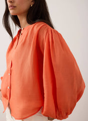 Orange Ramie Batwing Blouse