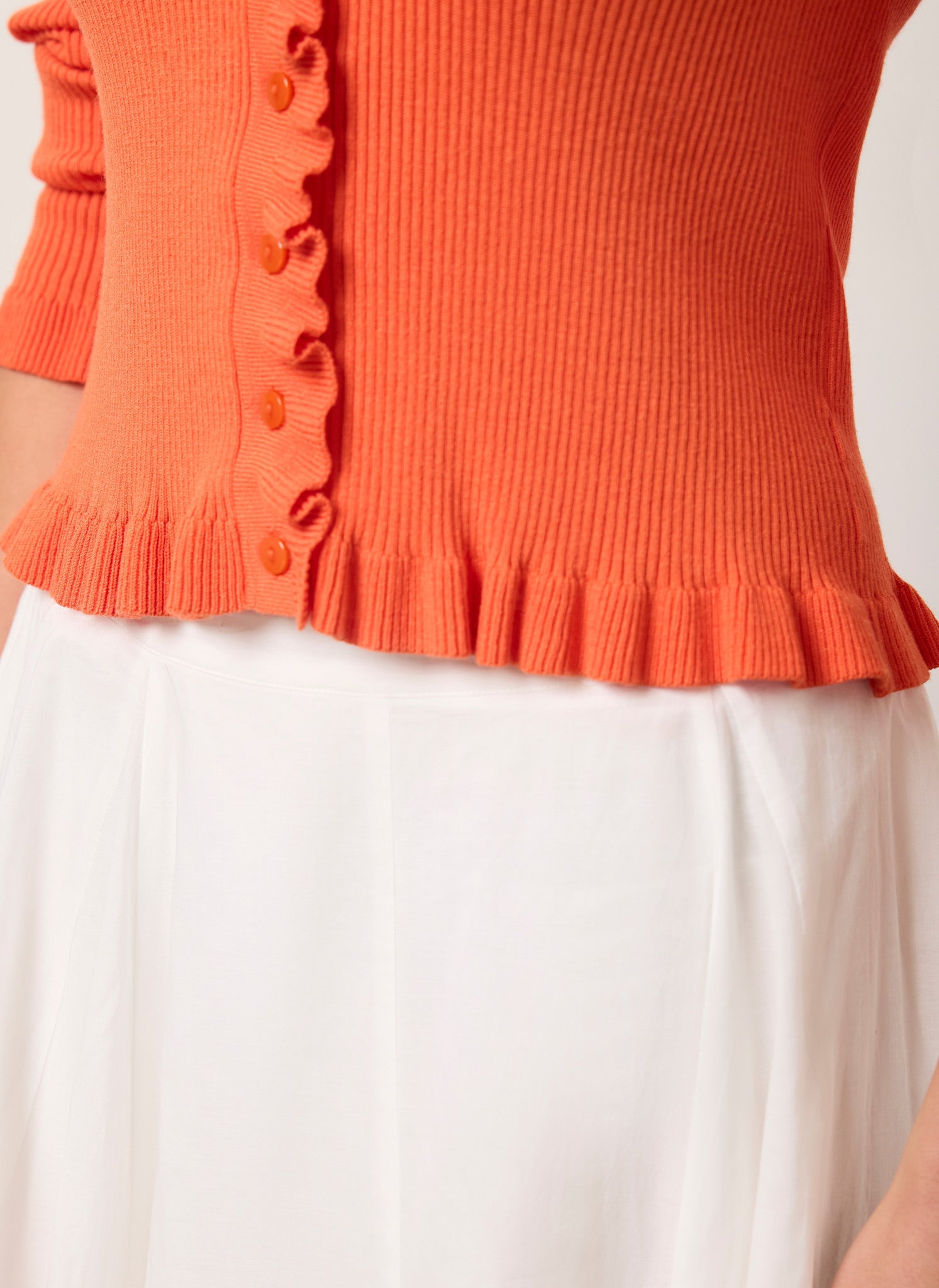 Orange Ruffle Detail Cardigan