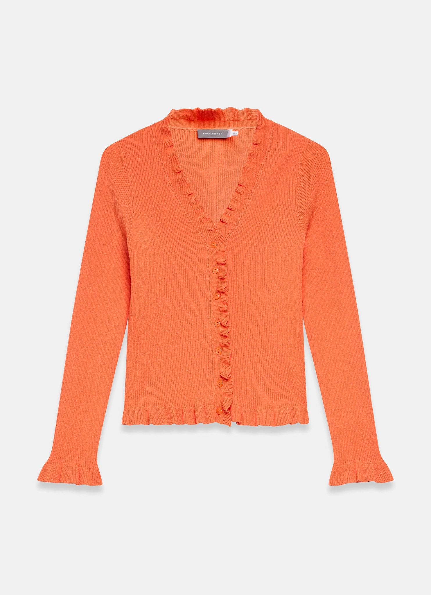 Orange Ruffle Detail Cardigan