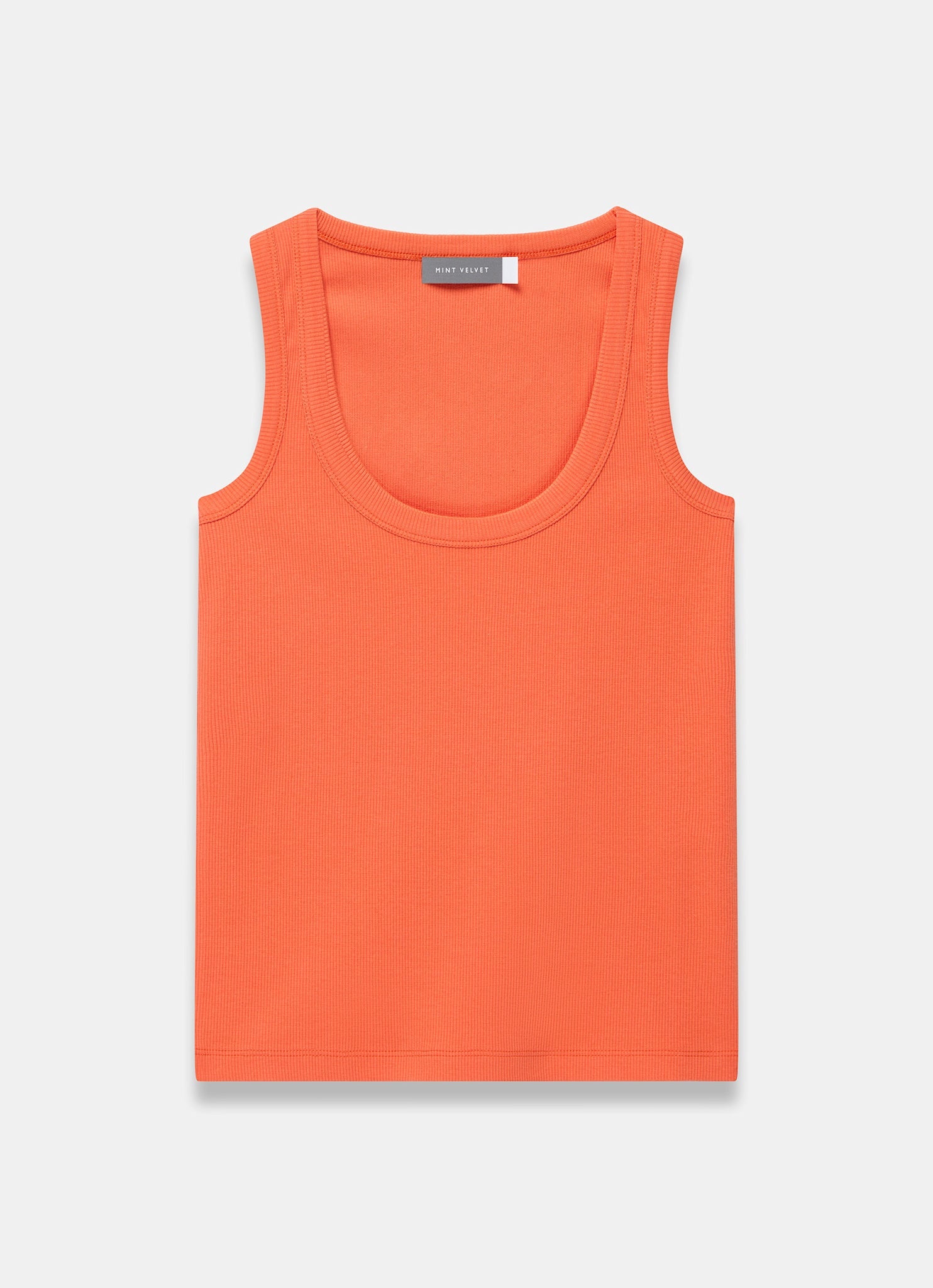 Orange Cotton Blend Scoop Neck Vest