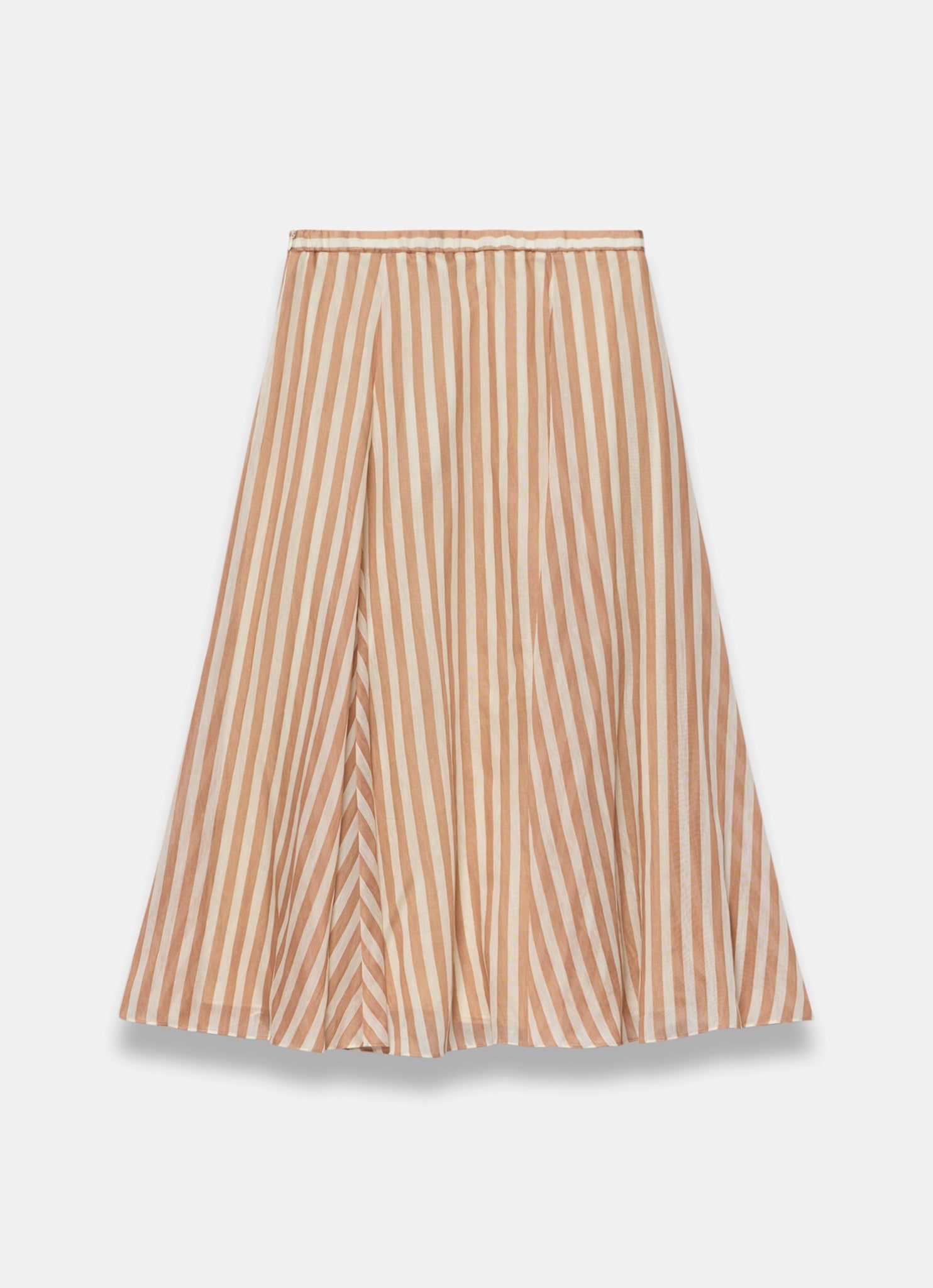 Orange Striped A Line Midi Skirt