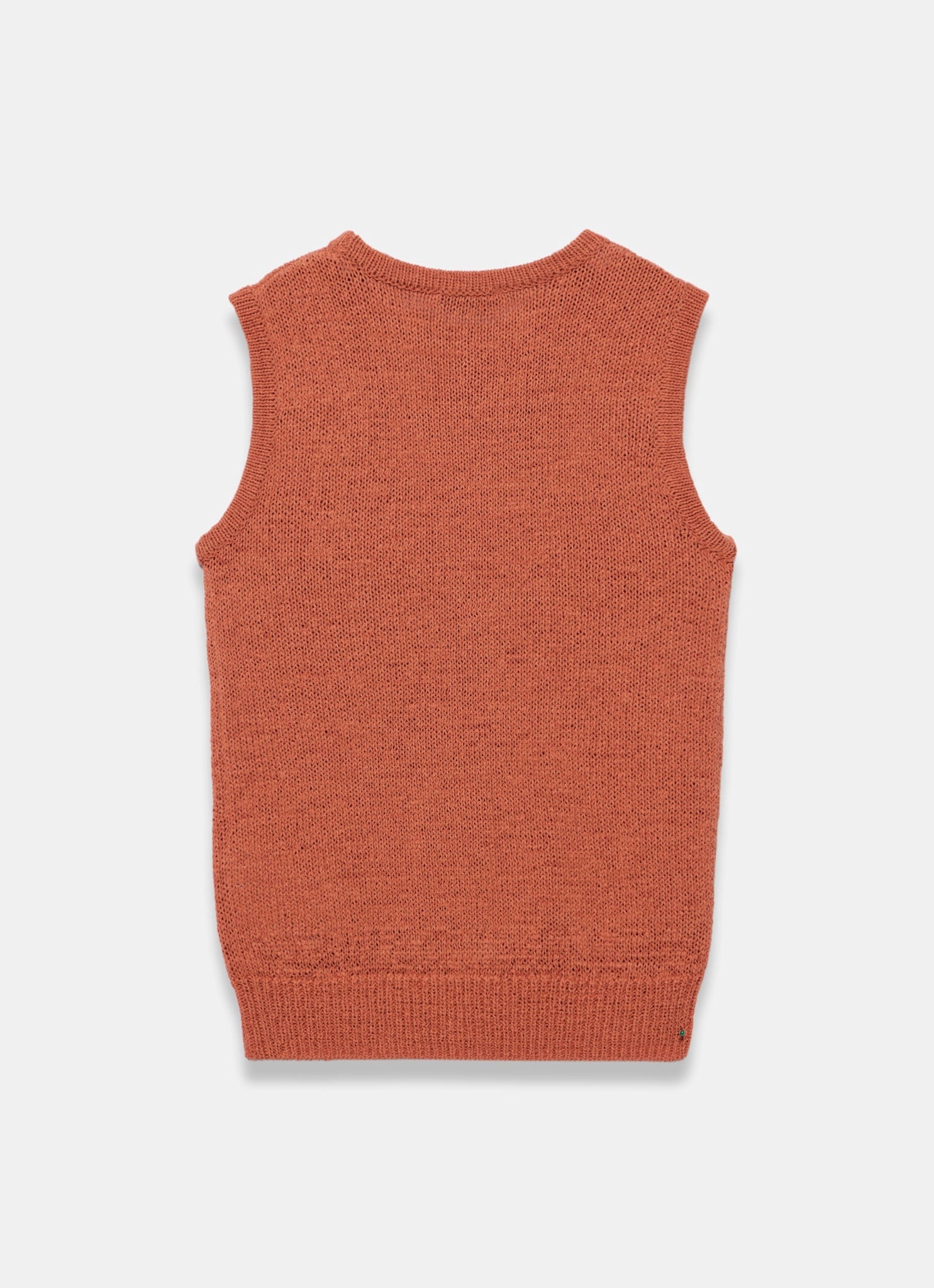 Orange Cotton Blend Sleeveless Knit Top