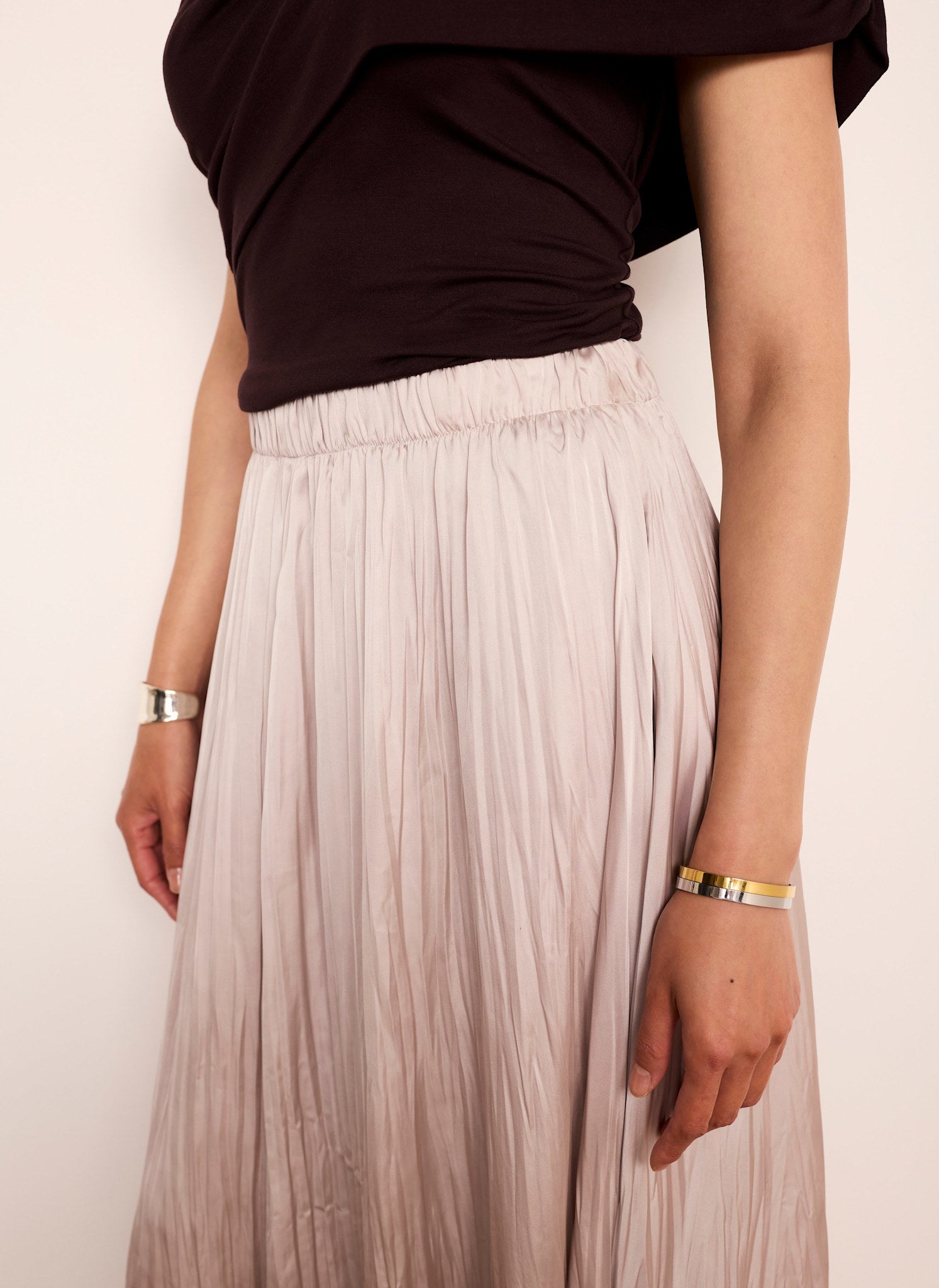Neutral Crinkle Maxi Skirt