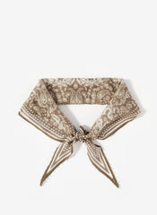 Khaki Paisley Print Beaded Neck Scarf