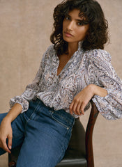 Neutral Paisley Print Blouse