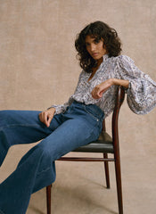 Neutral Paisley Print Blouse
