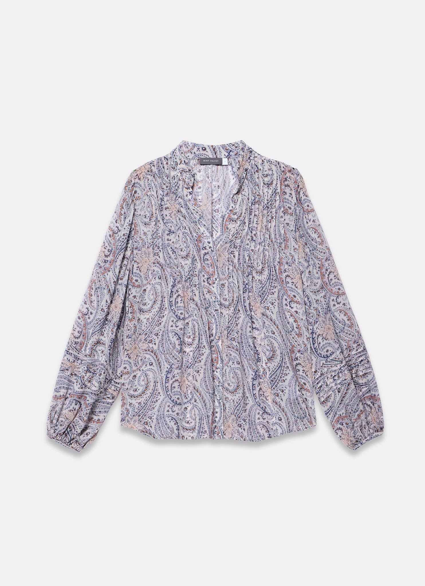 Neutral Paisley Print Blouse