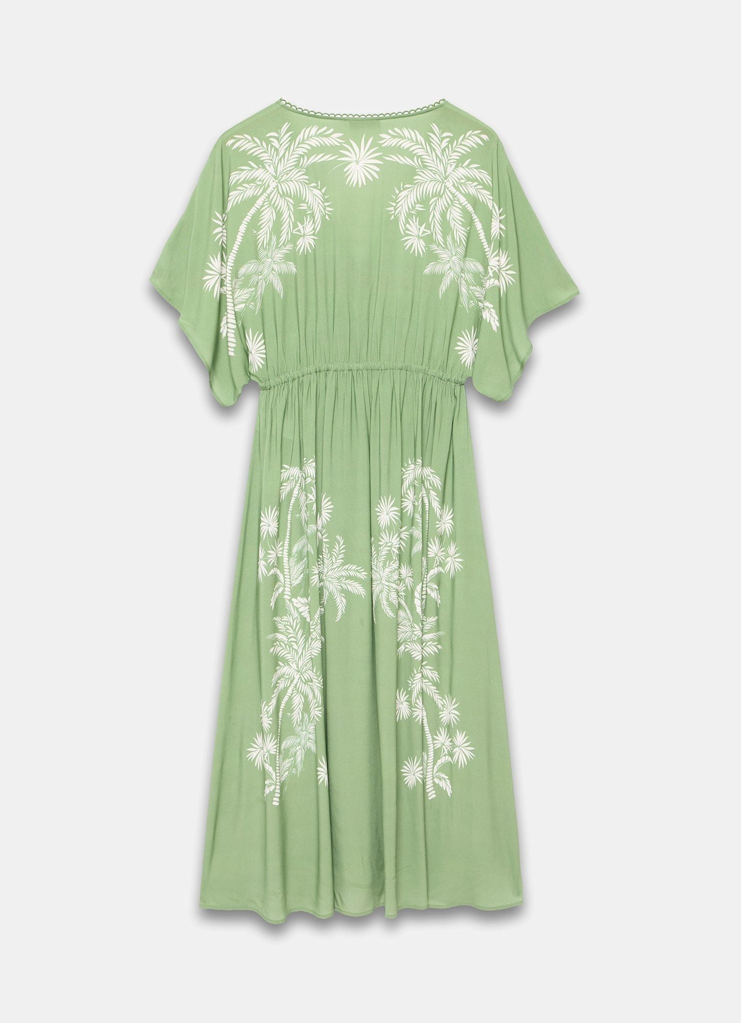 Green Palm Print Maxi Beach Dress