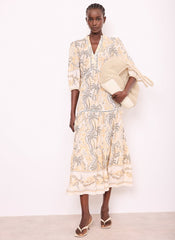 Neutral Palm Print Maxi Dress
