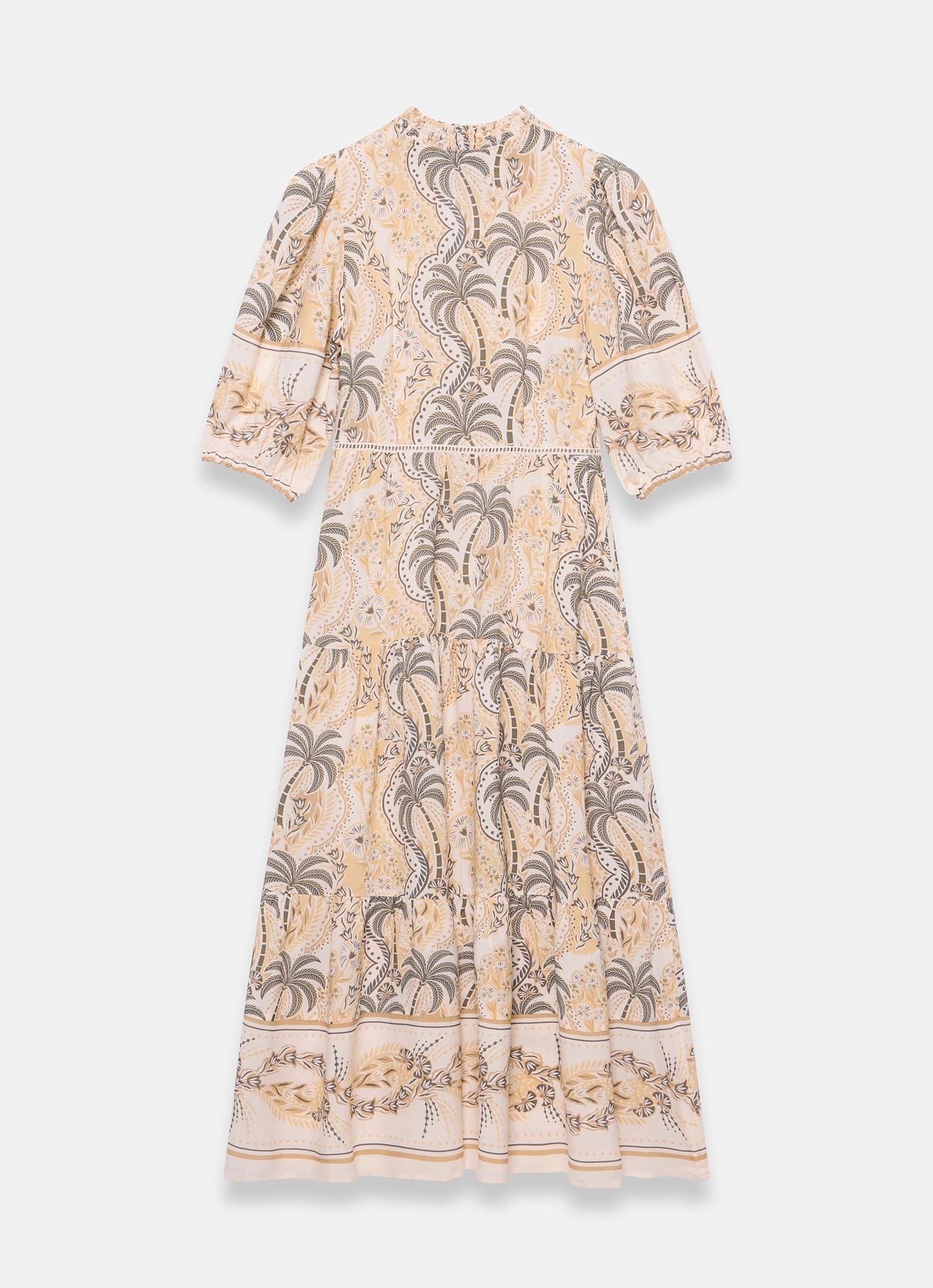 Neutral Palm Print Maxi Dress