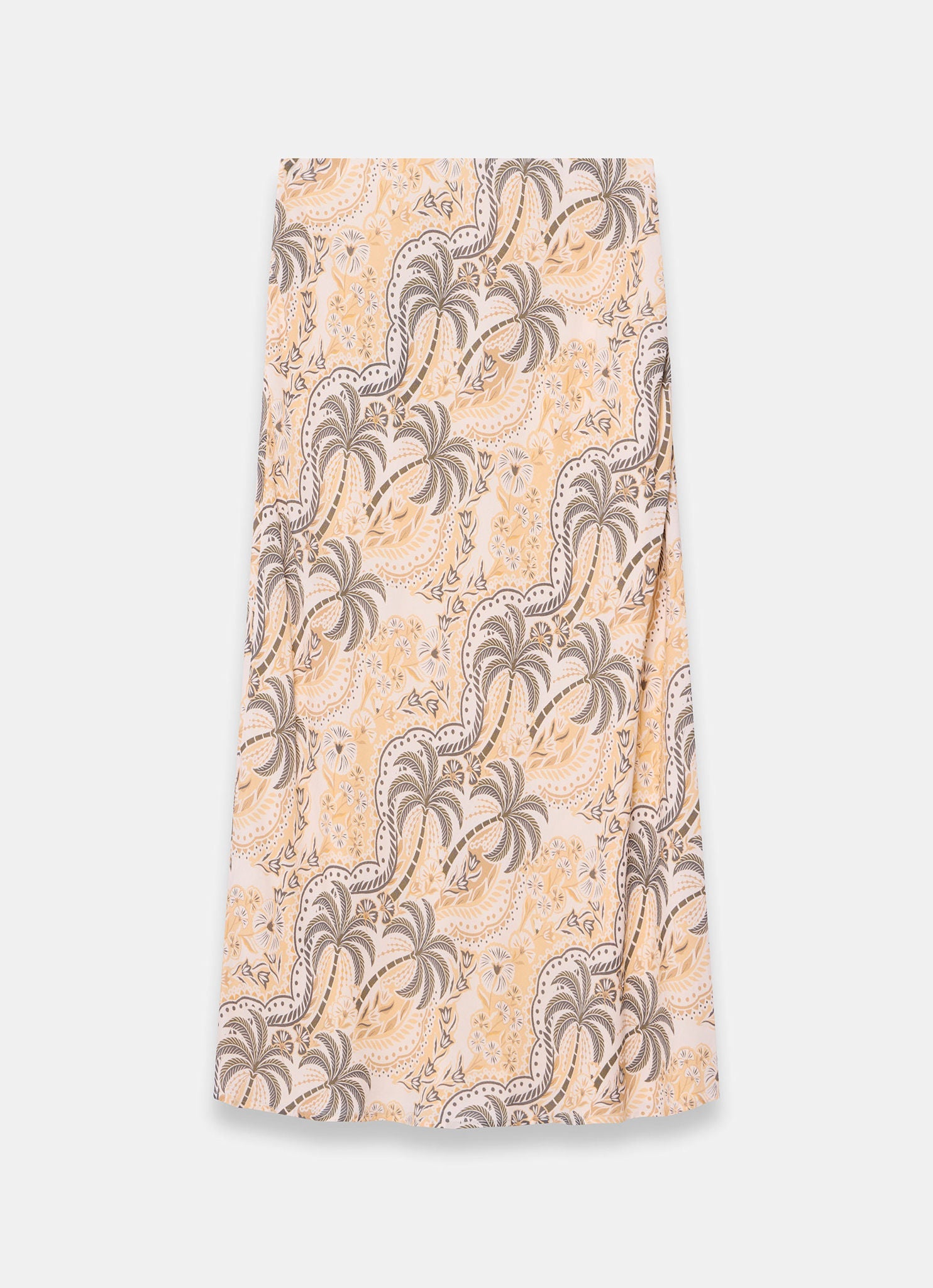 Neutral Palm Print Slip Midi Skirt