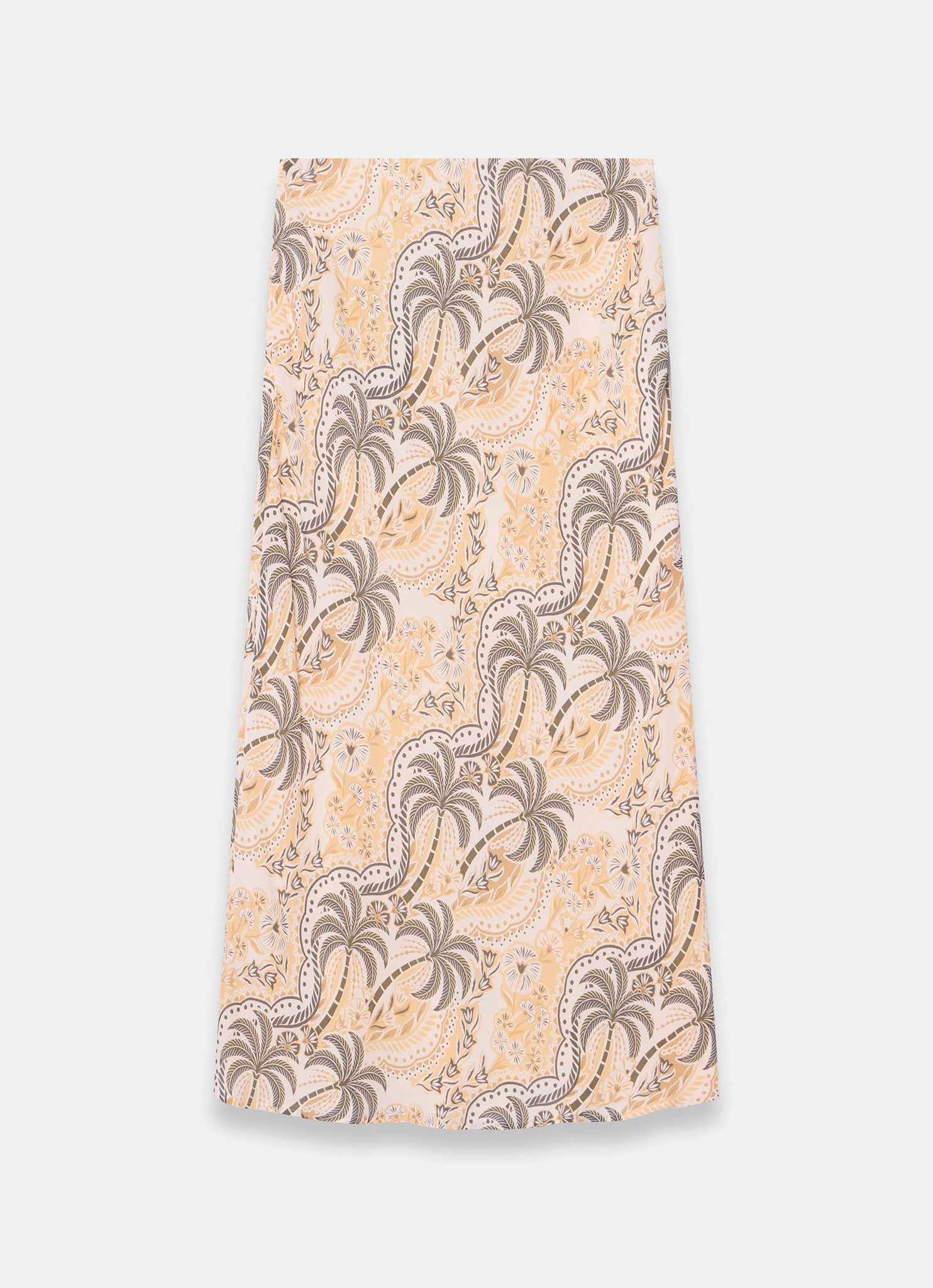 Neutral Palm Print Slip Midi Skirt