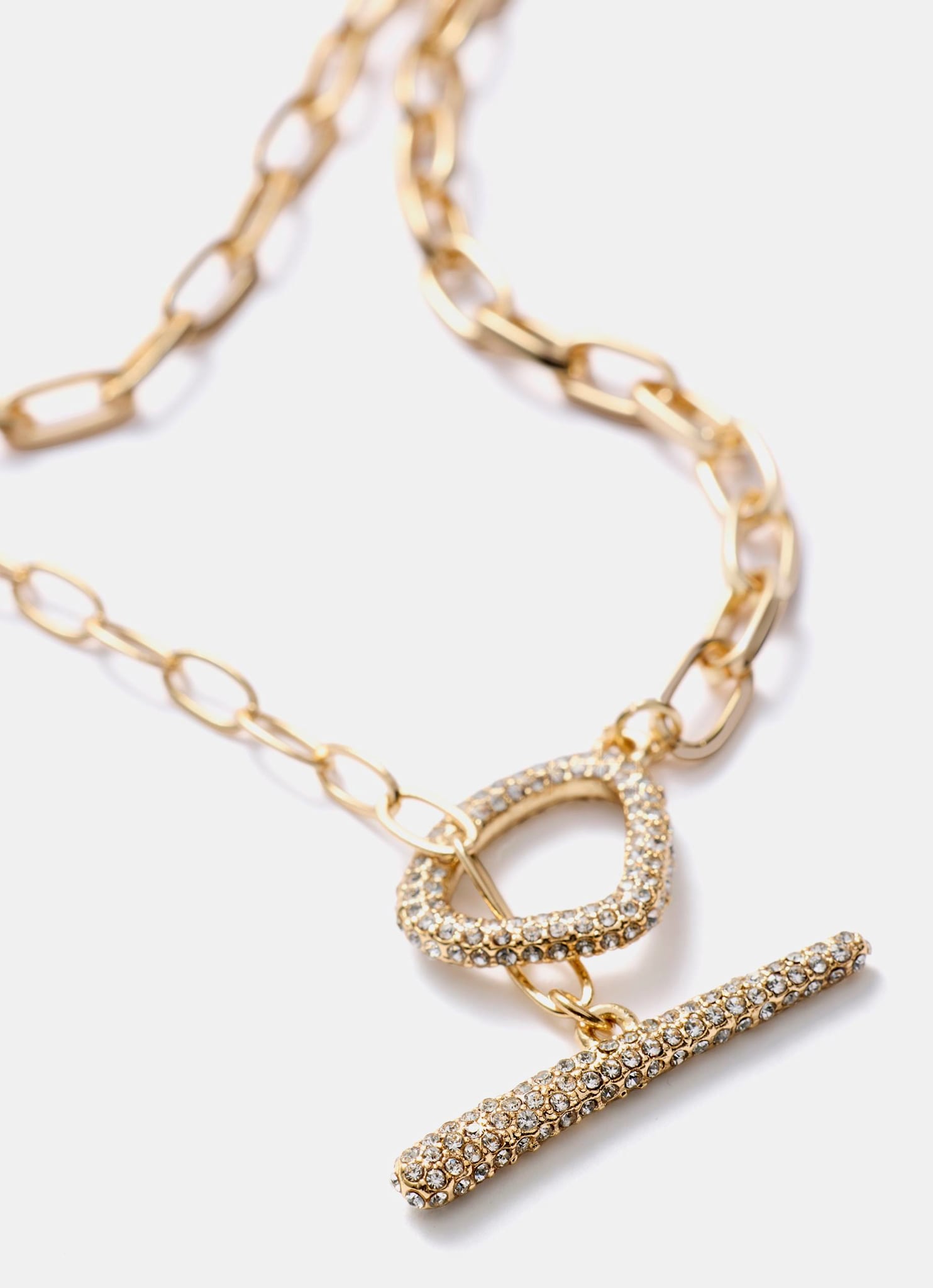 Gold Tone Pave Layered Necklace