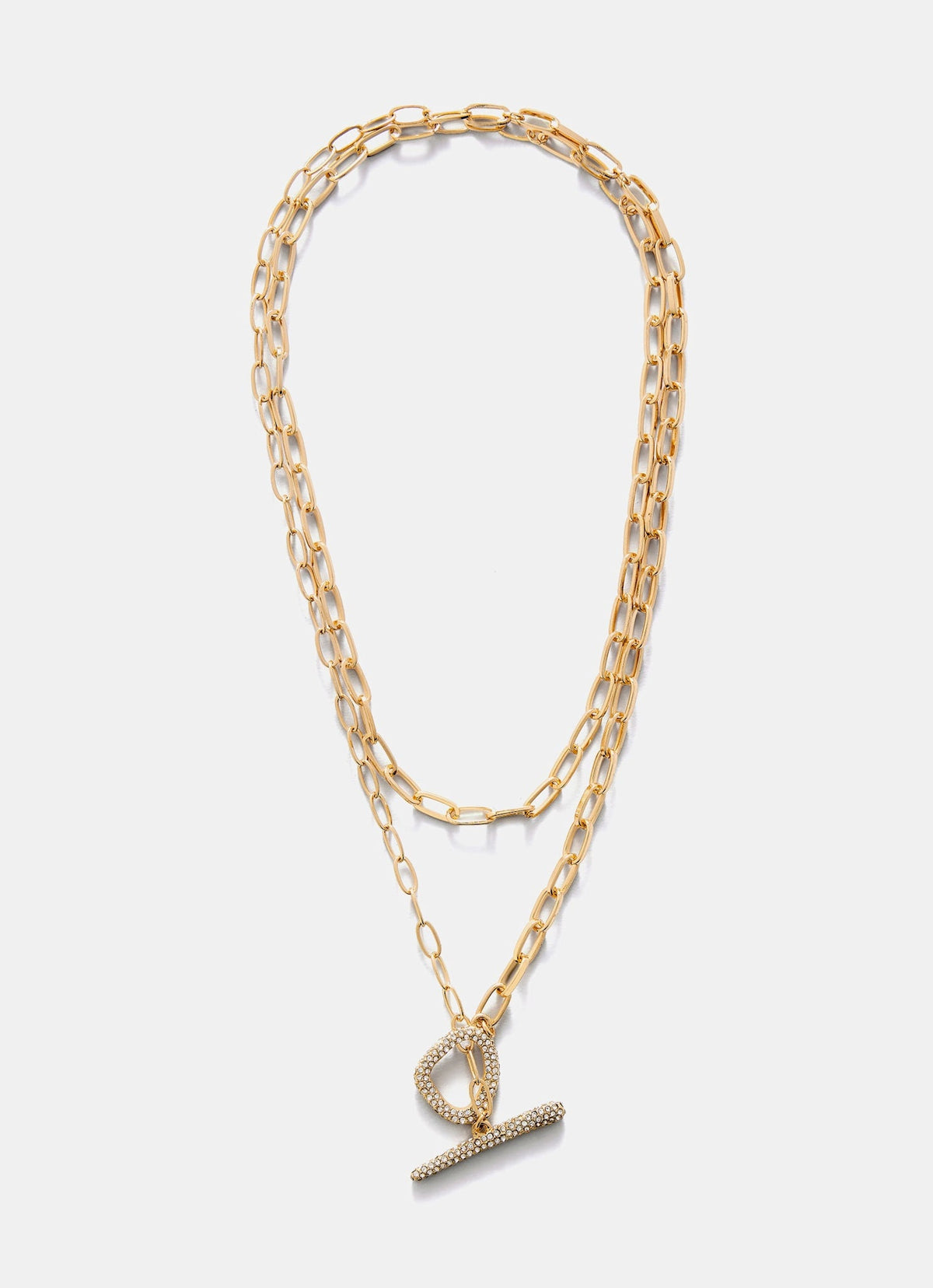 Gold Tone Pave Layered Necklace