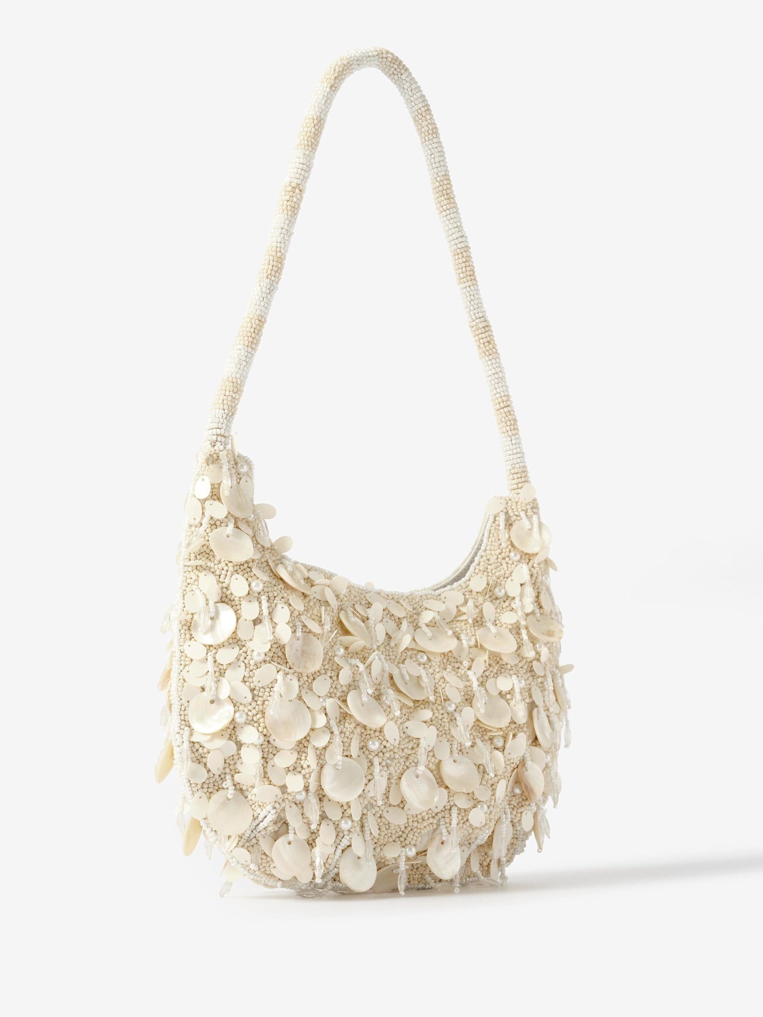 Cleo Cream Pearl Detail Shoulder Bag