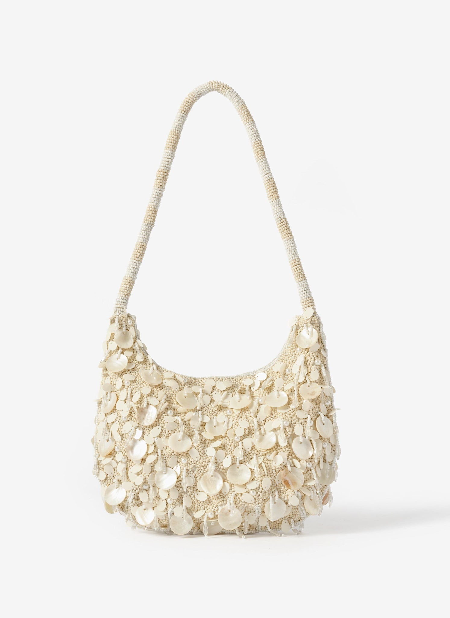 Cleo Cream Pearl Detail Shoulder Bag