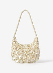 Cleo Cream Pearl Detail Shoulder Bag
