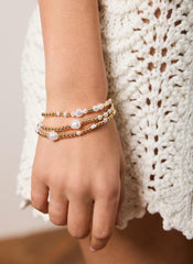 Gold Tone Pearl Multi Friendship Bracelets
