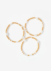 Gold Tone Pearl Multi Friendship Bracelets
