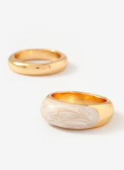 Gold Tone Pearlescent Ring Set