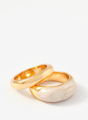 Gold Tone Pearlescent Ring Set