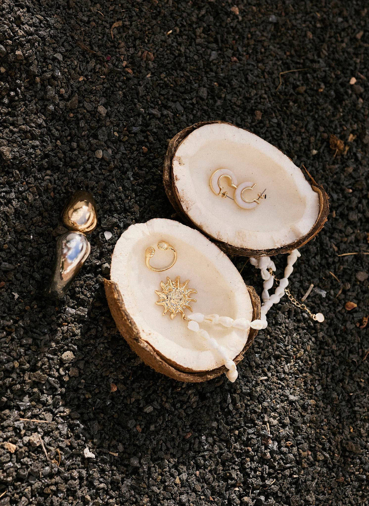 Gold Tone Pearlescent Mini Hoops