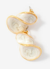 Gold Tone Pearlescent Wave Earrings